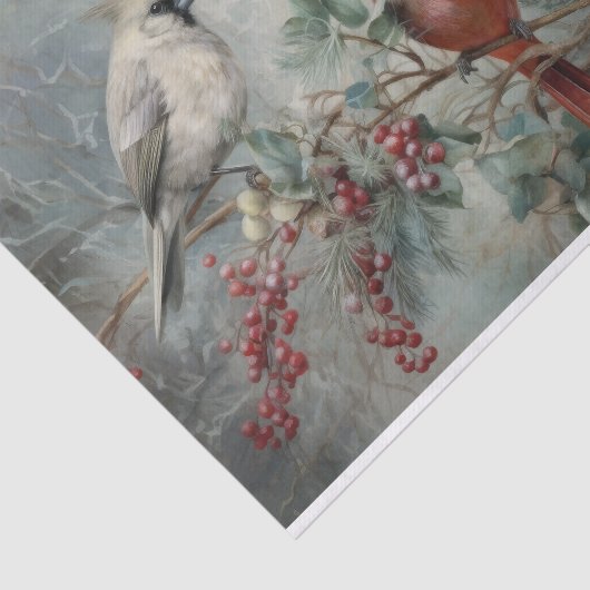 クリスマス(鳥)ショウジョウコウカンチョウホリーベリーin冬のデコページ 薄葉紙 (詳細)