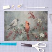 クリスマス（鳥）ショウジョウコウカンチョウホリーベリーin冬のデコページ 薄葉紙 (クラフト)