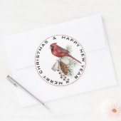 クリスマス（鳥）ショウジョウコウカンチョウメリークリスマスハッピーニューイヤー ラウンドシール (封筒)