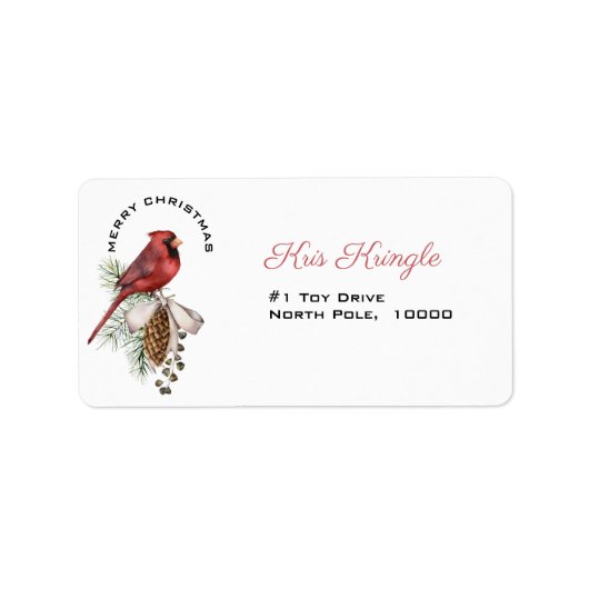 クリスマス(鳥)ショウジョウコウカンチョウメリークリスマス ラベル (正面)