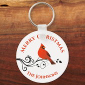 クリスマス(鳥)ショウジョウコウカンチョウレッドバードキーチェーン キーホルダー (正面)
