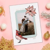 クリスマス(鳥)ショウジョウコウカンチョウ幾何学的フォトフレーム 箔シーズンカード