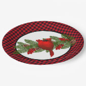 クリスマス(鳥)ショウジョウコウカンチョウ紙プレート ペーパープレート (アングル)