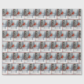 クリスマス（鳥）ショウジョウコウカンチョウ雪の氷上 ラッピングペーパー (フラット)