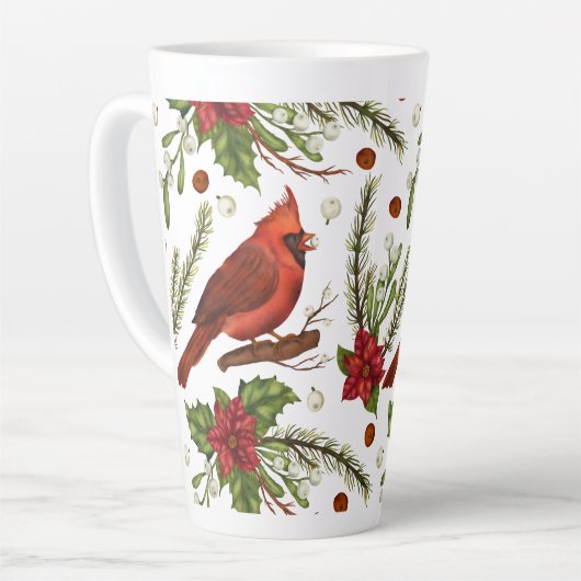 クリスマス(鳥)ショウジョウコウカンチョウ カフェラテマグ (左アングル)