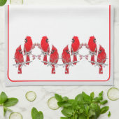 クリスマス(鳥)ショウジョウコウカンチョウ キッチンタオル (折り畳み)