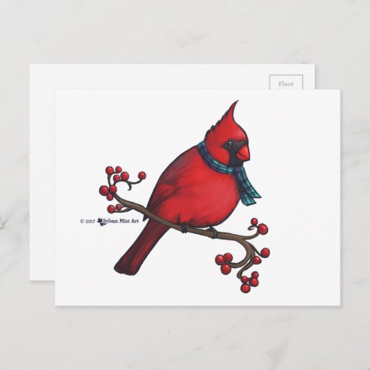 クリスマス(鳥)ショウジョウコウカンチョウ シーズンポストカード (正面/裏面)