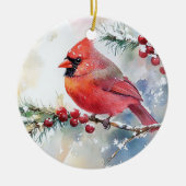 クリスマス(鳥)ショウジョウコウカンチョウ セラミックオーナメント (正面)