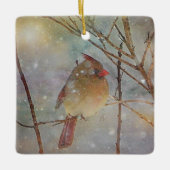 クリスマス(鳥)ショウジョウコウカンチョウ セラミックオーナメント (正面)
