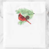 クリスマス(鳥)ショウジョウコウカンチョウ/ホリデーステッカー ラウンドシール (バッグ)