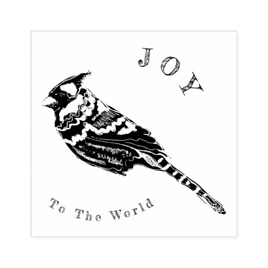 クリスマス（鳥）ショウジョウコウカンチョウ～言葉または言葉なし～パーソナライズ ラバースタンプ (インプリント)