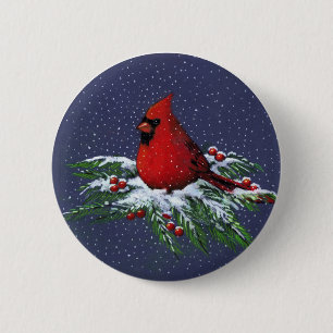 クリスマス: (鳥)ショウジョウコウカンチョウ: 鳥: 芸術 缶バッジ