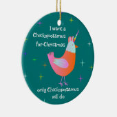 クリスマス、鶏のユニコーンのためのChickopotamus セラミックオーナメント (右)
