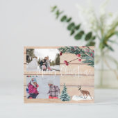 クリスマス 鹿 冬の写真を複数載せた 安価なクリスマスカード (スタンド正面)