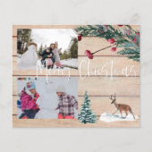 クリスマス 鹿 冬の写真を複数載せた 安価なクリスマスカード (正面)