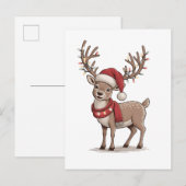 クリスマス 鹿 動物 クリスマス 鹿 サンタ ハット クリスマス , インビテーションポストカード (正面/裏面)