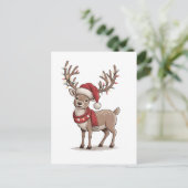 クリスマス 鹿 動物 クリスマス 鹿 サンタ ハット クリスマス , インビテーションポストカード (スタンド正面)