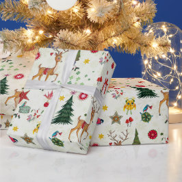 クリスマス 鹿 | 名前 | 光沢のあるラッピングペーパー ラッピングペーパー