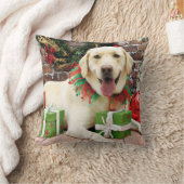 クリスマス-黄色いラブラドール- Strider クッション (ブランケット)