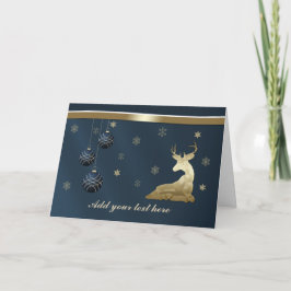クリスマス、黄金の鹿と雪 シーズンカード