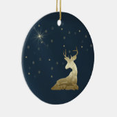 クリスマス、黄金の鹿と雪 セラミックオーナメント (右)