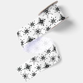 クリスマス 黒い雪の結晶 シームレス パターン サテンリボン (裏面)