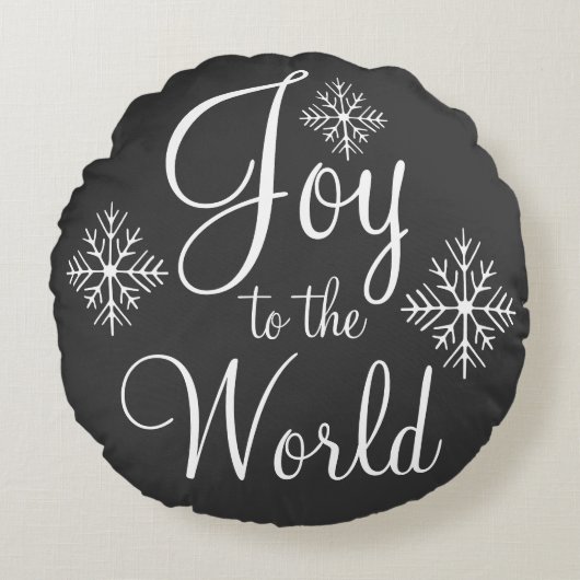 クリスマス 黒板 Joy to the World 枕 ラウンドクッション (正面)
