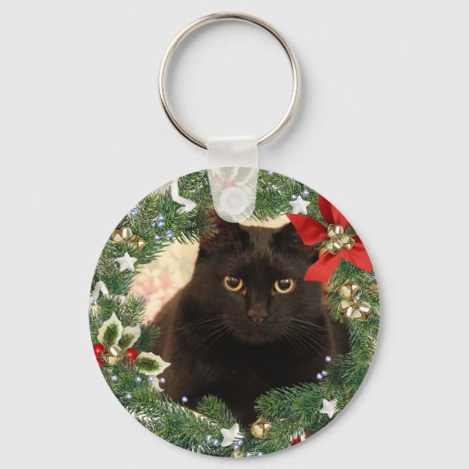 クリスマス 黒猫 キーチェーン (正面)
