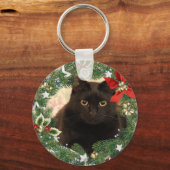 クリスマス 黒猫 キーチェーン (正面)