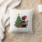 クリスマス 黒猫 サンタ帽 木のネズミ クッション (ブランケット)