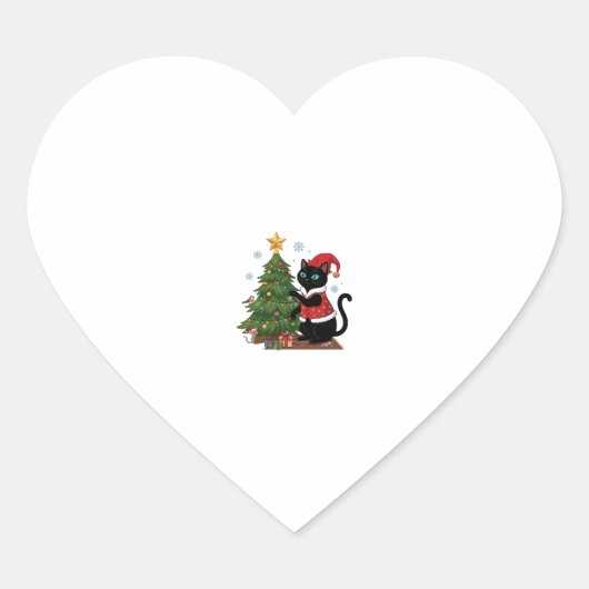 クリスマス 黒猫 サンタ帽 木のネズミ ハートシール (正面)