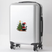 クリスマス 黒猫 サンタ帽 木 マウス シール (スーツケース)