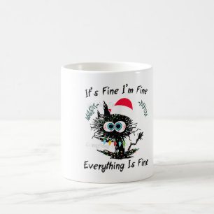 クリスマス 黒猫 パニック ユーモア 大丈夫 何もかも コーヒーマグカップ
