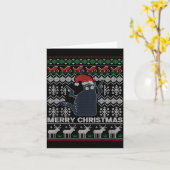 クリスマス 黒猫 嫌なクリスマス プレゼント カード (黄色い花)