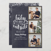 クリスマス 3 フォトコラージュ ボヘミアンチョークボード シーズンカード (正面/裏面)