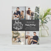 クリスマス 4 フォト コラージュ ボヘミアンチョークボード シーズンカード (スタンド正面)