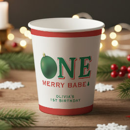 クリスマス 1歳の誕生日パーティー メリー オーナメント 紙コップ