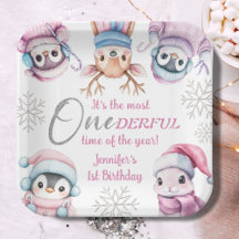 クリスマス 1歳の誕生日 かわいいピンクの冬の動物たち