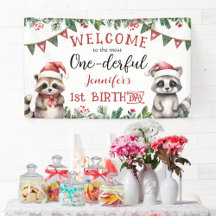 クリスマス 1歳 誕生日パーティ かわいいアライグマ