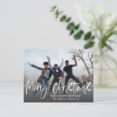 クリスマス 1 枚の写真 シンプルなタイポグラフィ ポストカード (スタンド正面)