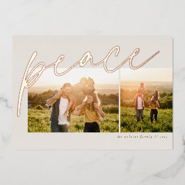 クリスマス　2枚の写真　シンプル　ローズゴールド 箔シーズンカード