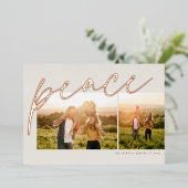 クリスマス 2枚の写真 シンプル ローズゴールド 箔シーズンカード (立ち正面)