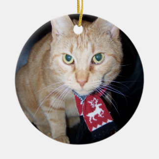 クリスマス 2026 オレンジの猫のマフラーオーナメント セラミックオーナメント