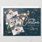 クリスマス 3 枚の写真 ホリデー カード (正面/裏面)