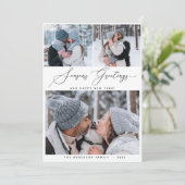 クリスマス 3 枚組 コラージュ マルチ フォト ホリデー カード (スタンド正面)