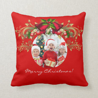 クリスマス 4人の子供の家族 写真フレーム クッション