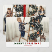 クリスマス 4 枚の写真 ホリデー カード (正面/裏面)
