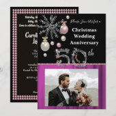 クリスマス 50周年 結婚記念 ブラック&シルバー 招待状 (正面/裏面)