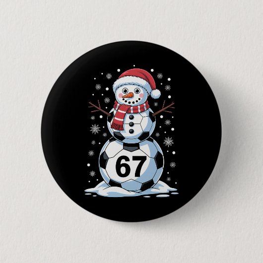 クリスマス 67 メモ サッカー 雪だるま ツリー おもしろ Xmas B 缶バッジ (正面)