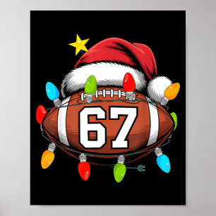 クリスマス 67 メーム フットボール サンタ帽子 おもしろい Xmas ブ ポスター